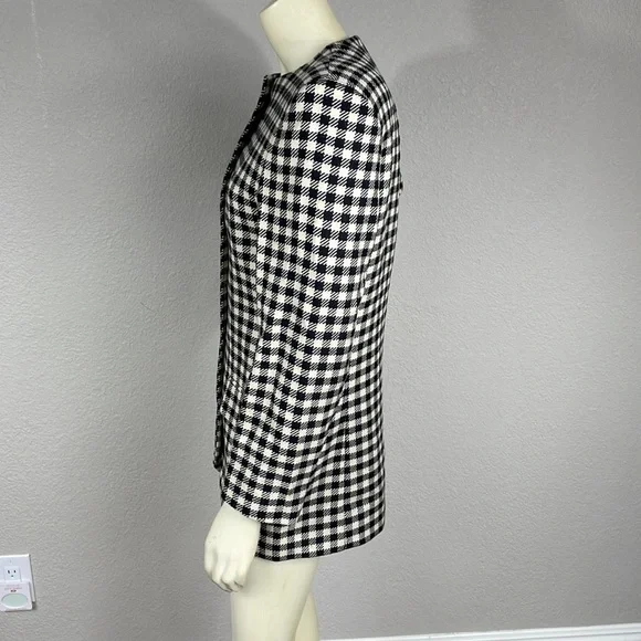 Salvatore Ferragamo Black White Checkered Plaid Blazer Mini Dress Jacket Sz 4
